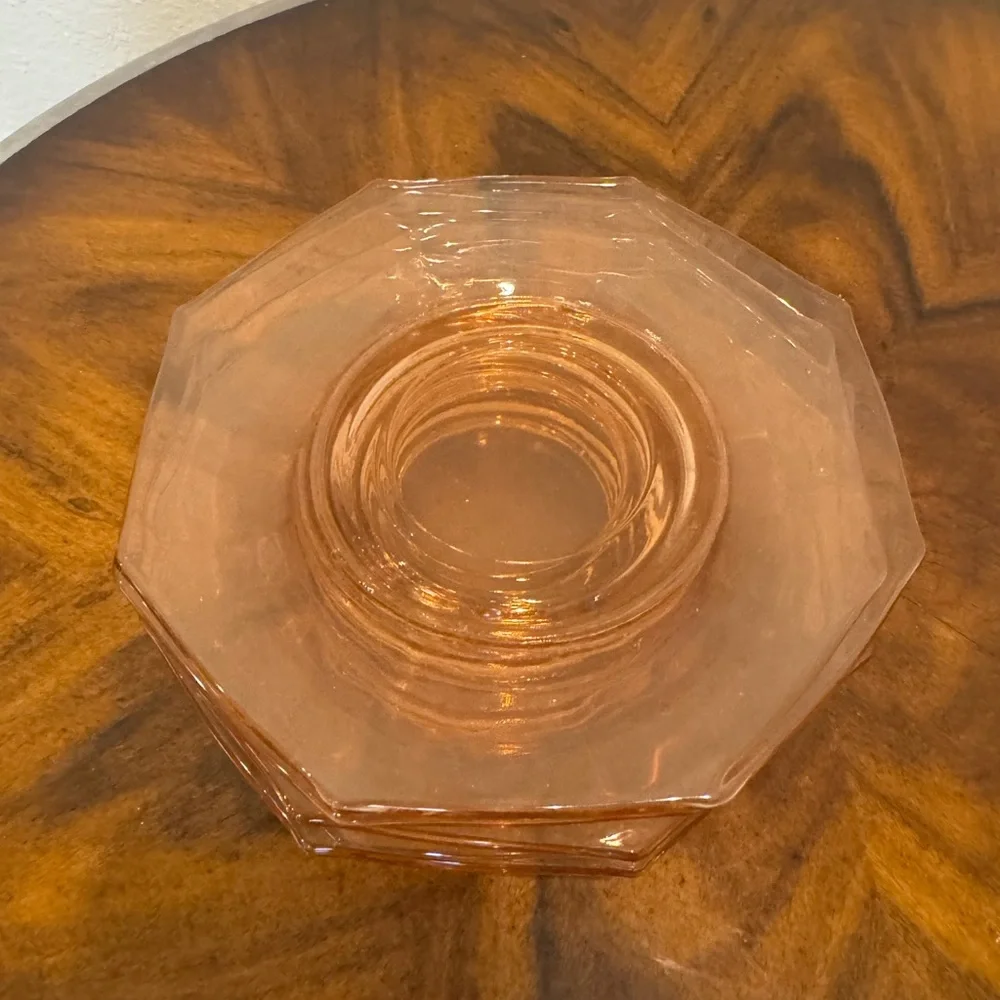 Haisey Pink Flamingo Depression Glass plates 5 8 in  and 5 6 inch beautiful set - Picture 4 of 10